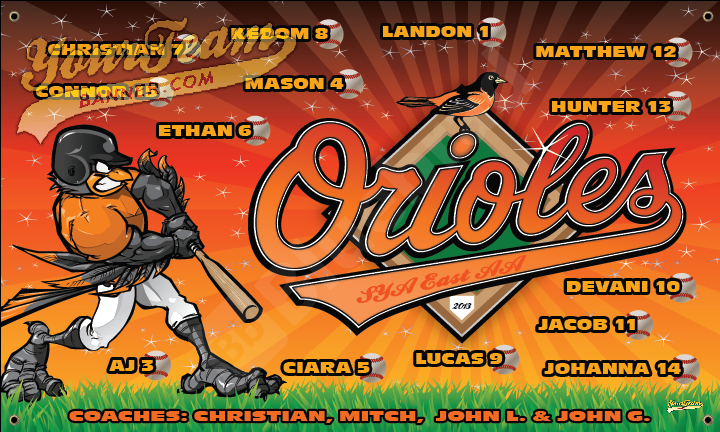 Orioles Baseball Team Banner SYA East AA