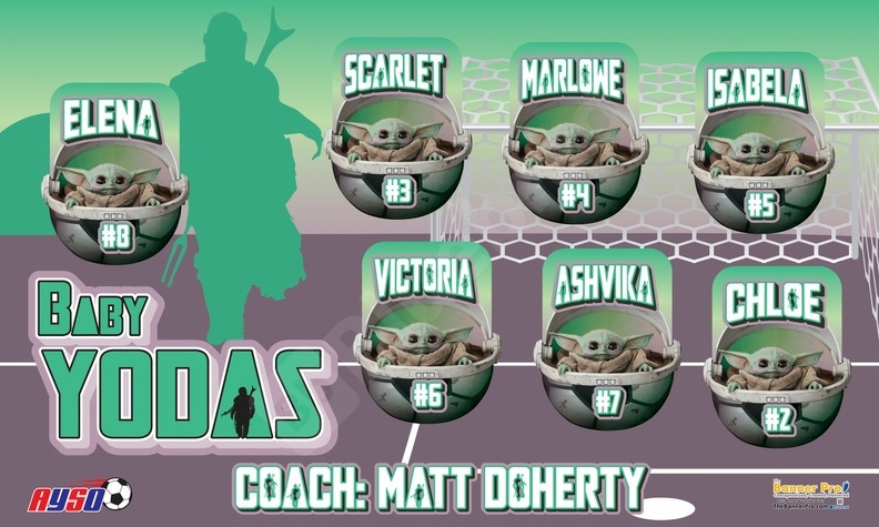 Baby Yodas soccer team banner