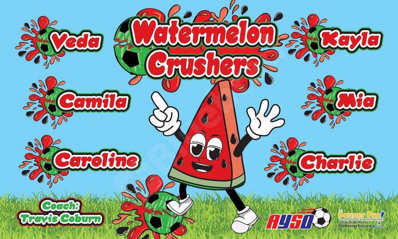 Watermelon Crushers soccer team banner